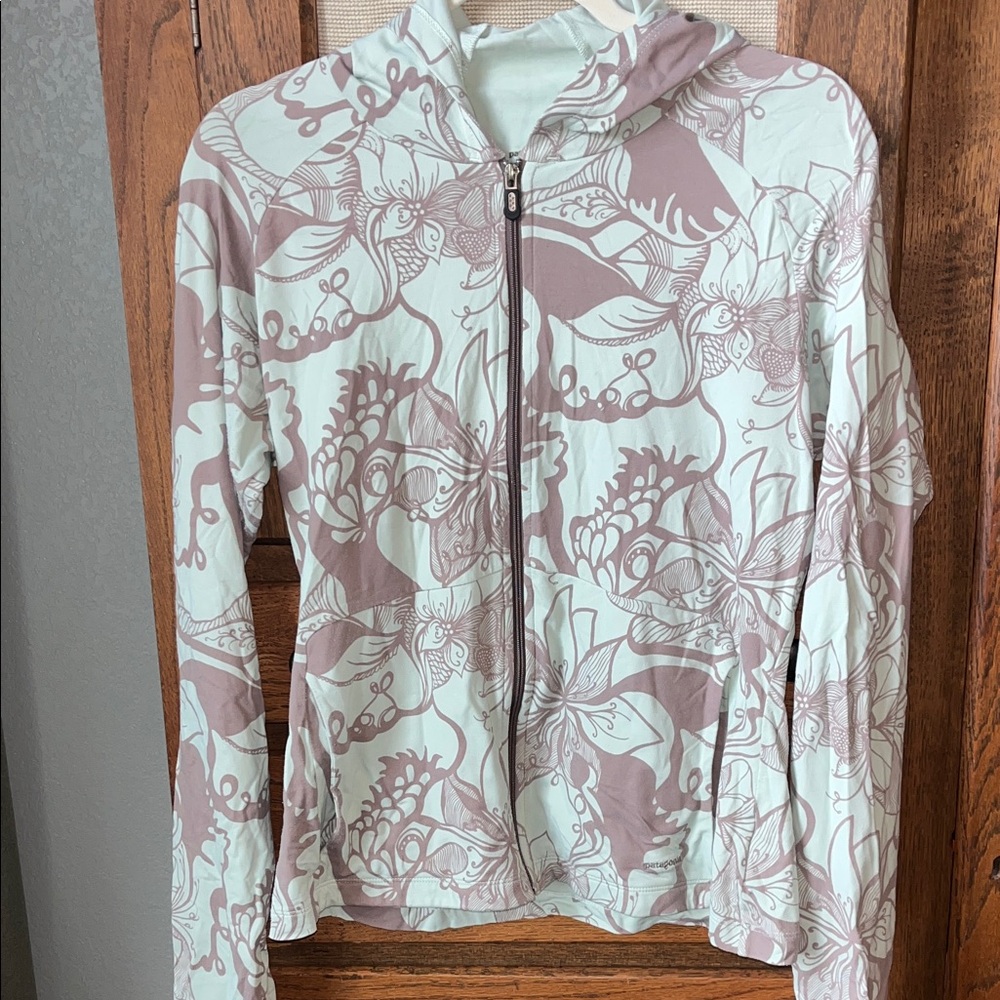 Patagonia Women's Floral Jacket - Mint and Brown
